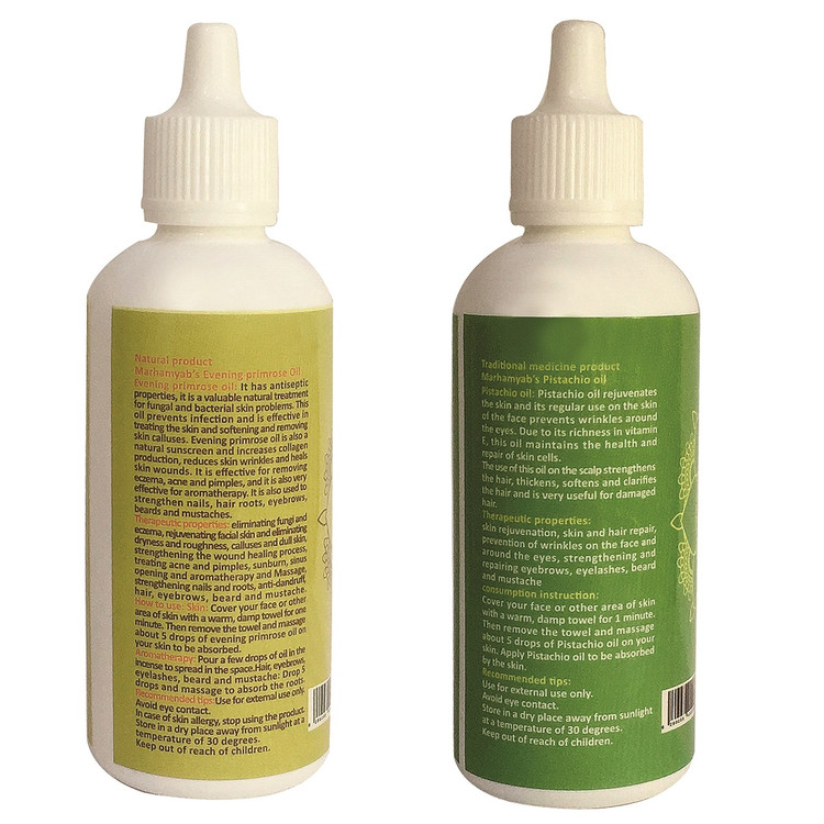 روغن تقویت کننده مو، مژه و ابرو مرهم یاب مدل پسته و گل مغربی حجم 80 میلی لیتر مجموعه 2 عددی