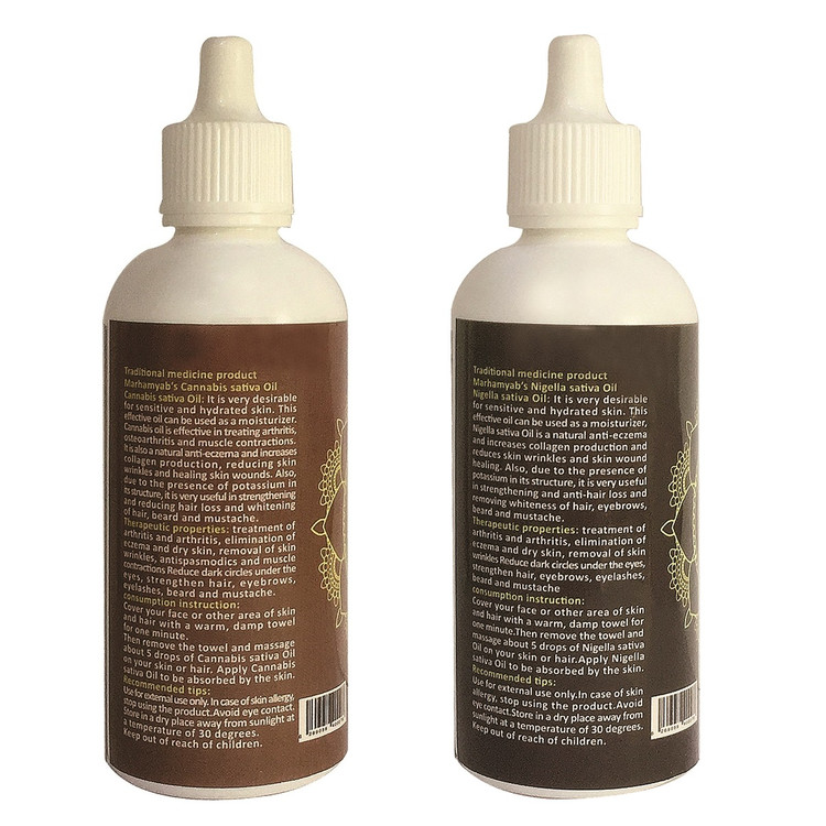 روغن تقویت کننده مو، مژه و ابرو مرهم یاب مدل سیاه دانه و شاهدانه حجم 80 میلی لیتر مجموعه 2 عددی